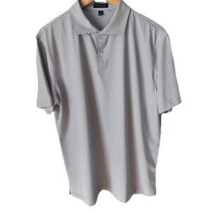 Peter Millar Crown Crafted Golf Performance Black/ White Polo Shirt Men's Lg